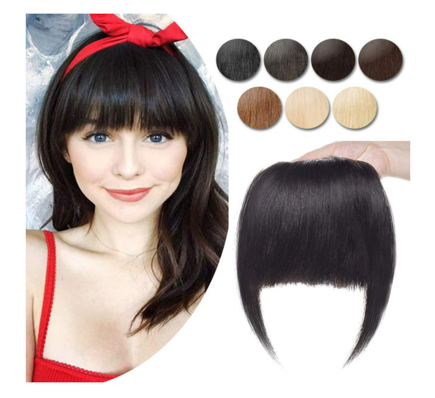Clip De Flequillo De Cabello Humano En Cabello Real Para Mujeres Negras