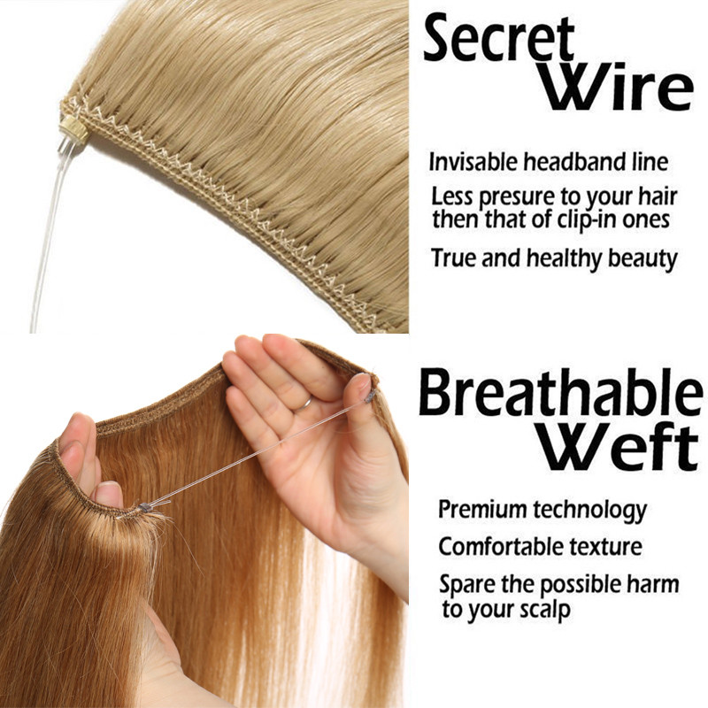 100g Hidden Headband Wire In 100% Real Human Hair Extensions Weft Hairpiece US