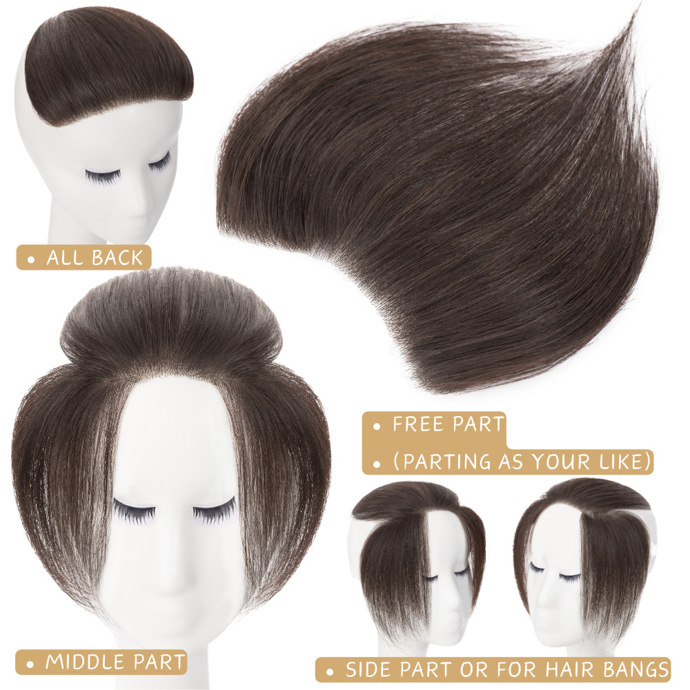 Hand-Tied Front Hairline Human Hair Patches Hairpiece Topper Full Lace For Women