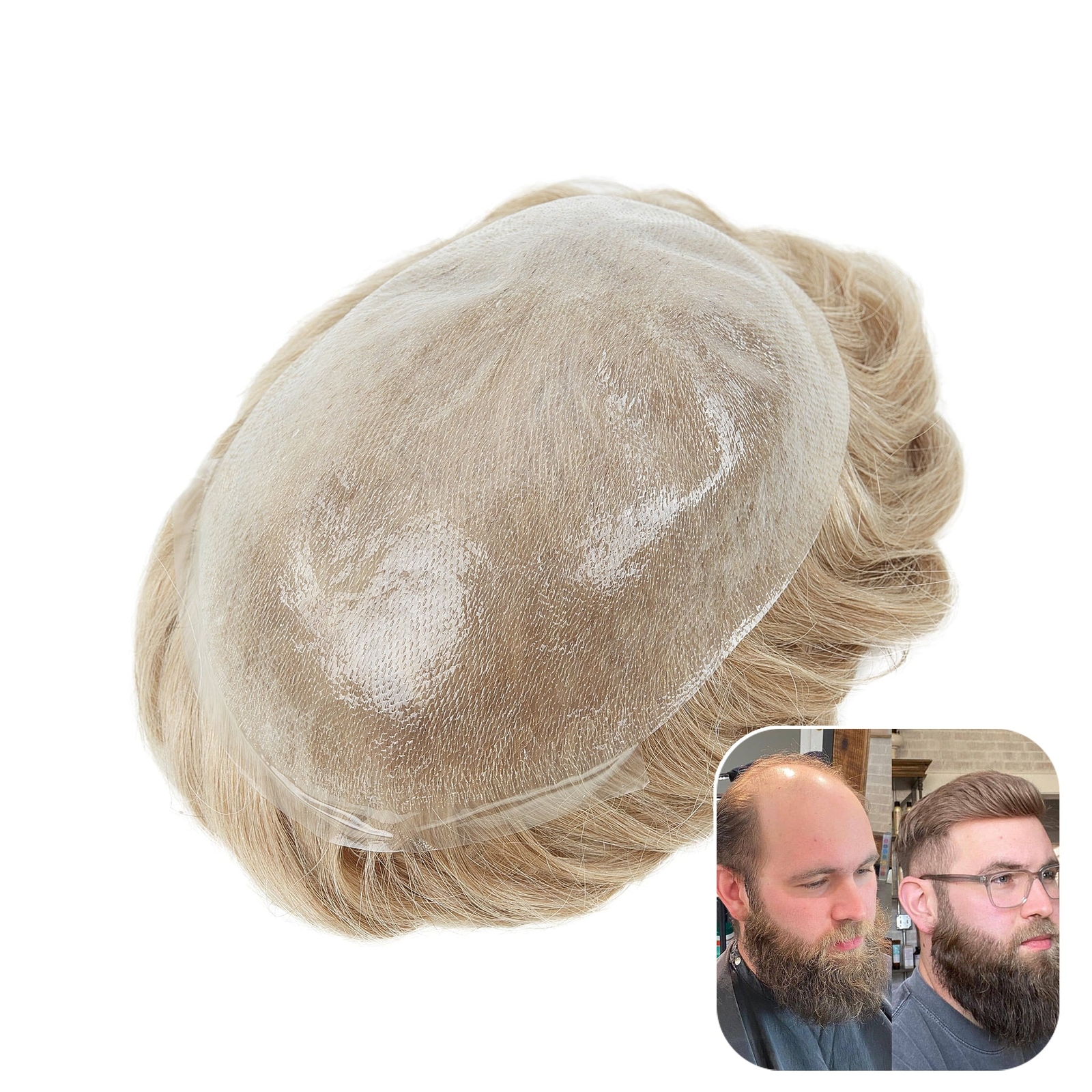 0.02-0.03mm Full Poly Thin Skin Hair Systems For Men | Poly Skin Toupee