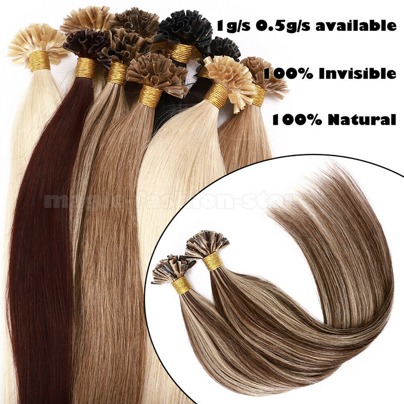 Pre Bonded Keratin 1G/S U Nail Tip Human Remy Hair Extensions THICK 100G Caramel