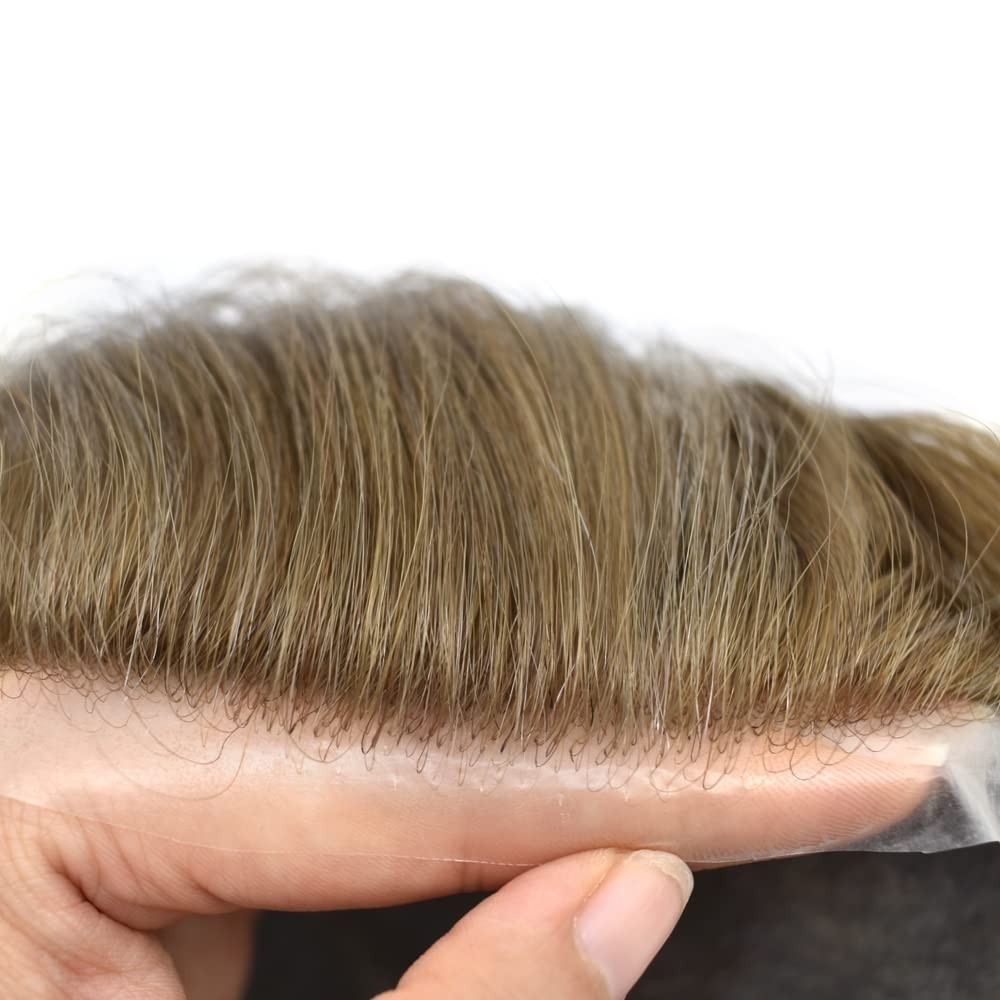 Ultra Thin Skin Mens Toupee Hairpieces PU System Wig Mens Hair Replacement