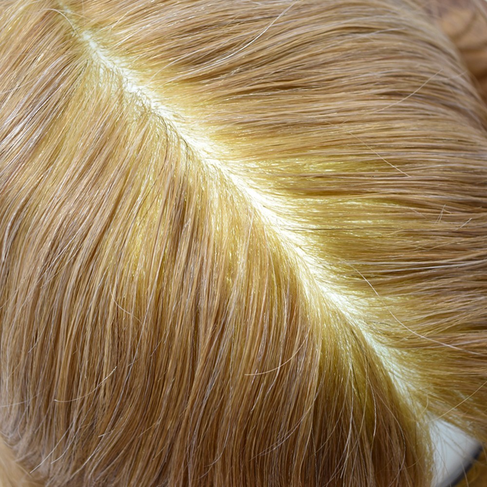 Full Poly Skin Mens Toupee Injected PU Human Hair System Replacement Wig for Men