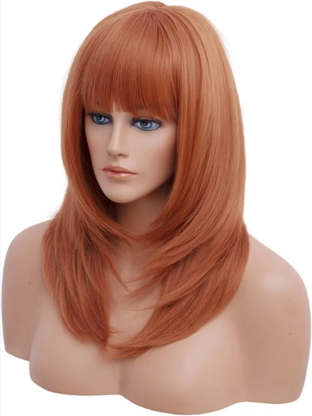 Long Wavy Curly Red Wine Dark Auburn Wig Heat Resistant Human Hair blend