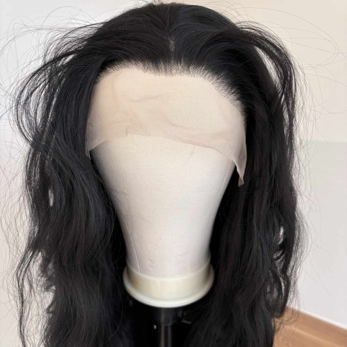 Black Long Wavy Natural Lace Frontal Wigs Heat Resistant Synthetic Hair