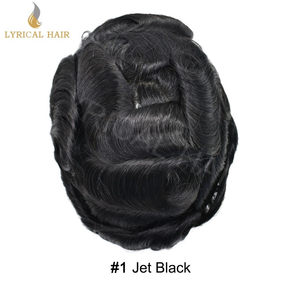 Lyrical Hair Mens Toupee Full PU Human Hair Piece All Colors Durable Hair System