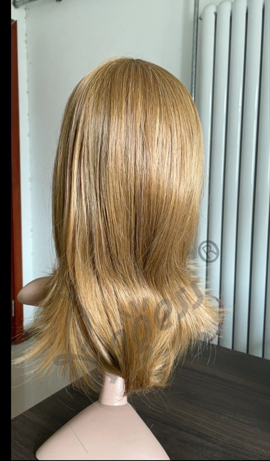 Brown Wavy Shoulder-Length Wig with Bangs Heat Resistant Synthetic Hair5253