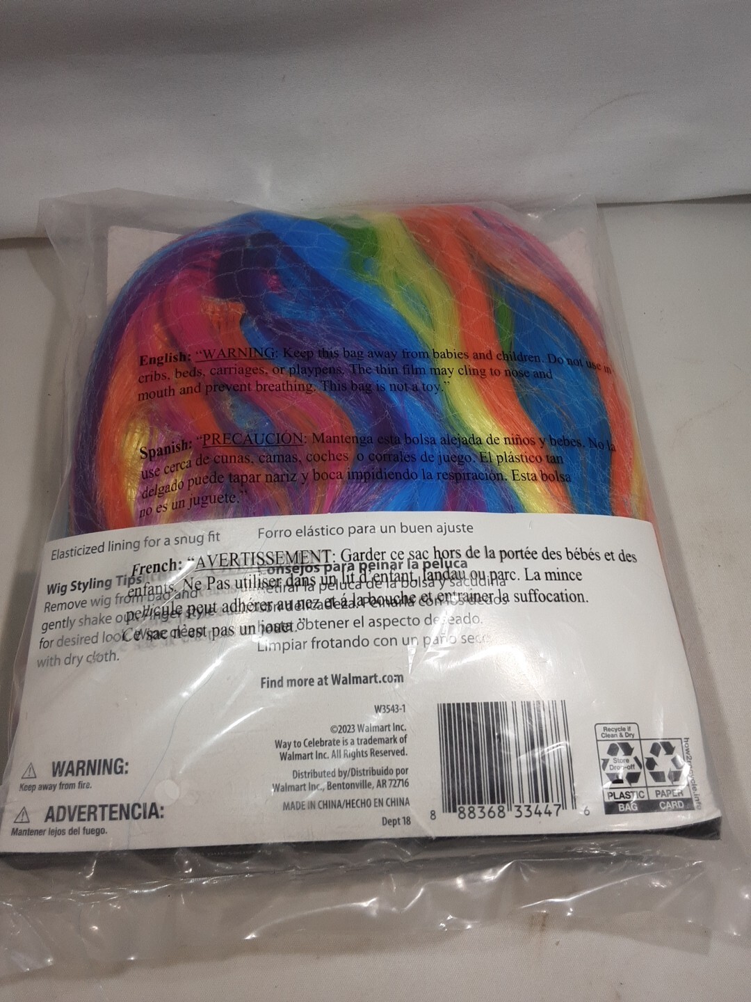 Long Rainbow Wig Cosplay Anime Hair Costume Party Halloween Adult One Size NEW