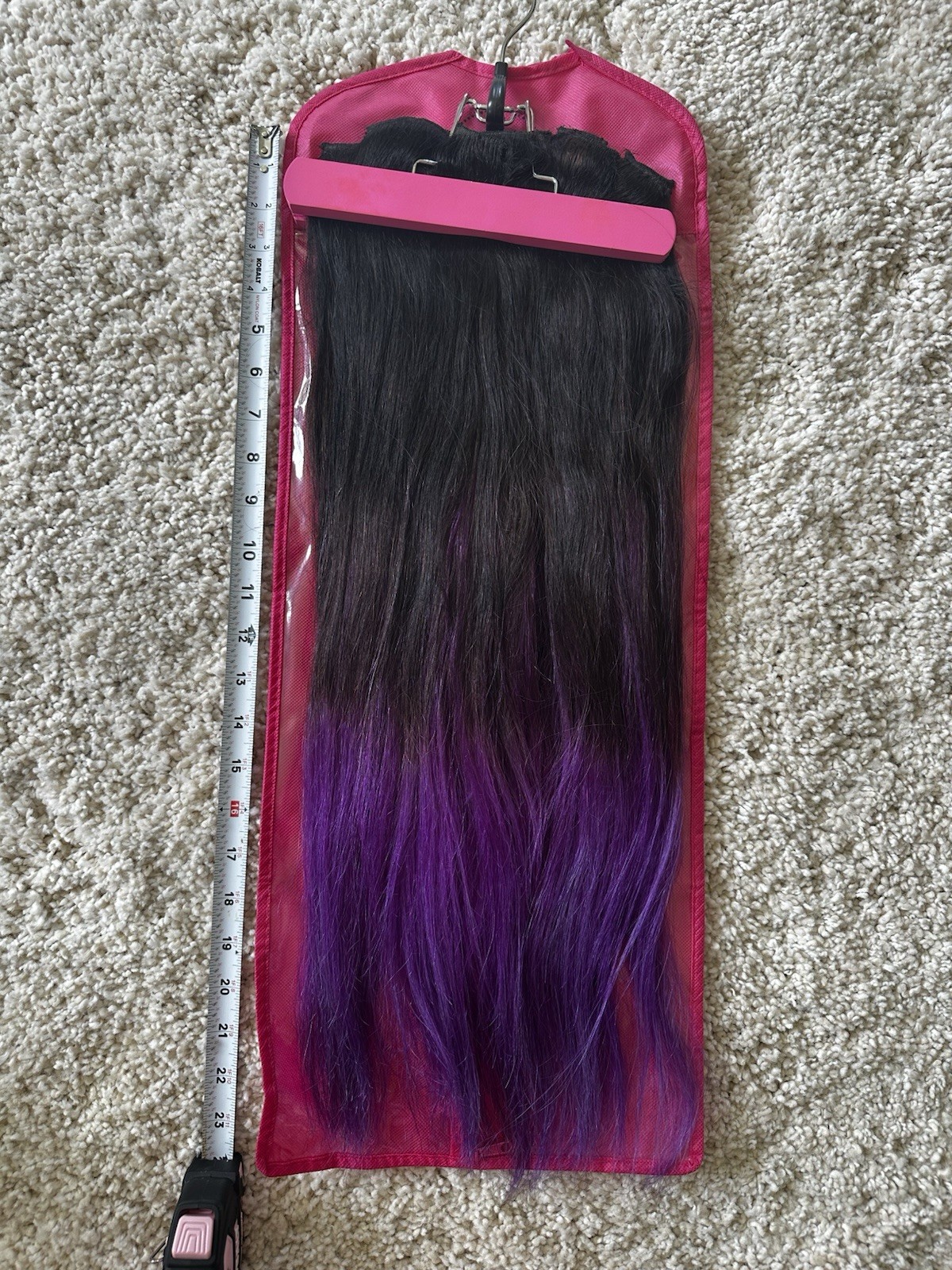 BELLAMI LACE WEFT CLIP-IN BLACK DARK BROWN/VIOLET PURPLE OMBRE 22 INCH 220 GRAMS