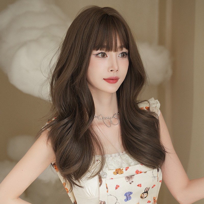 Japanese Korean Style Long Curly Wig Heat Resistant Synthetic Full Head