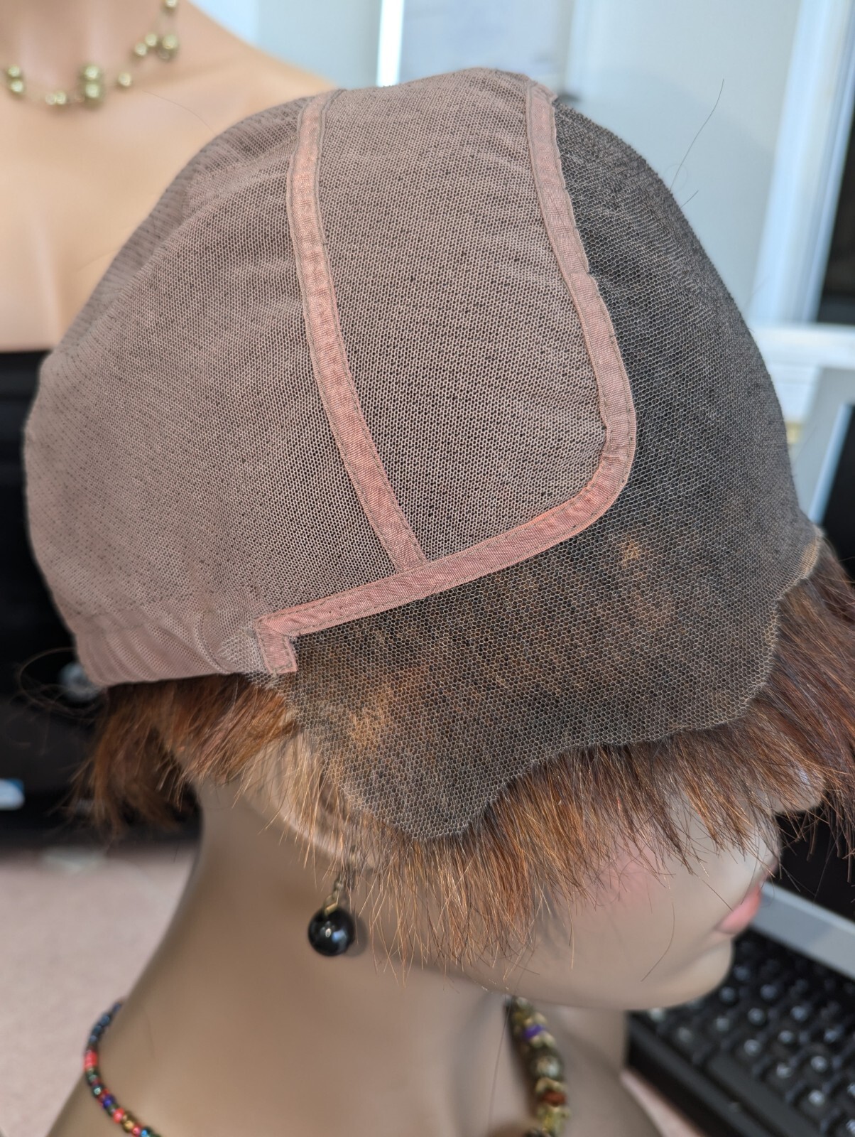 Asymmetrical 100% Virgin Chinese Full Cut Lace Wig Color Brown Highlight Arburn