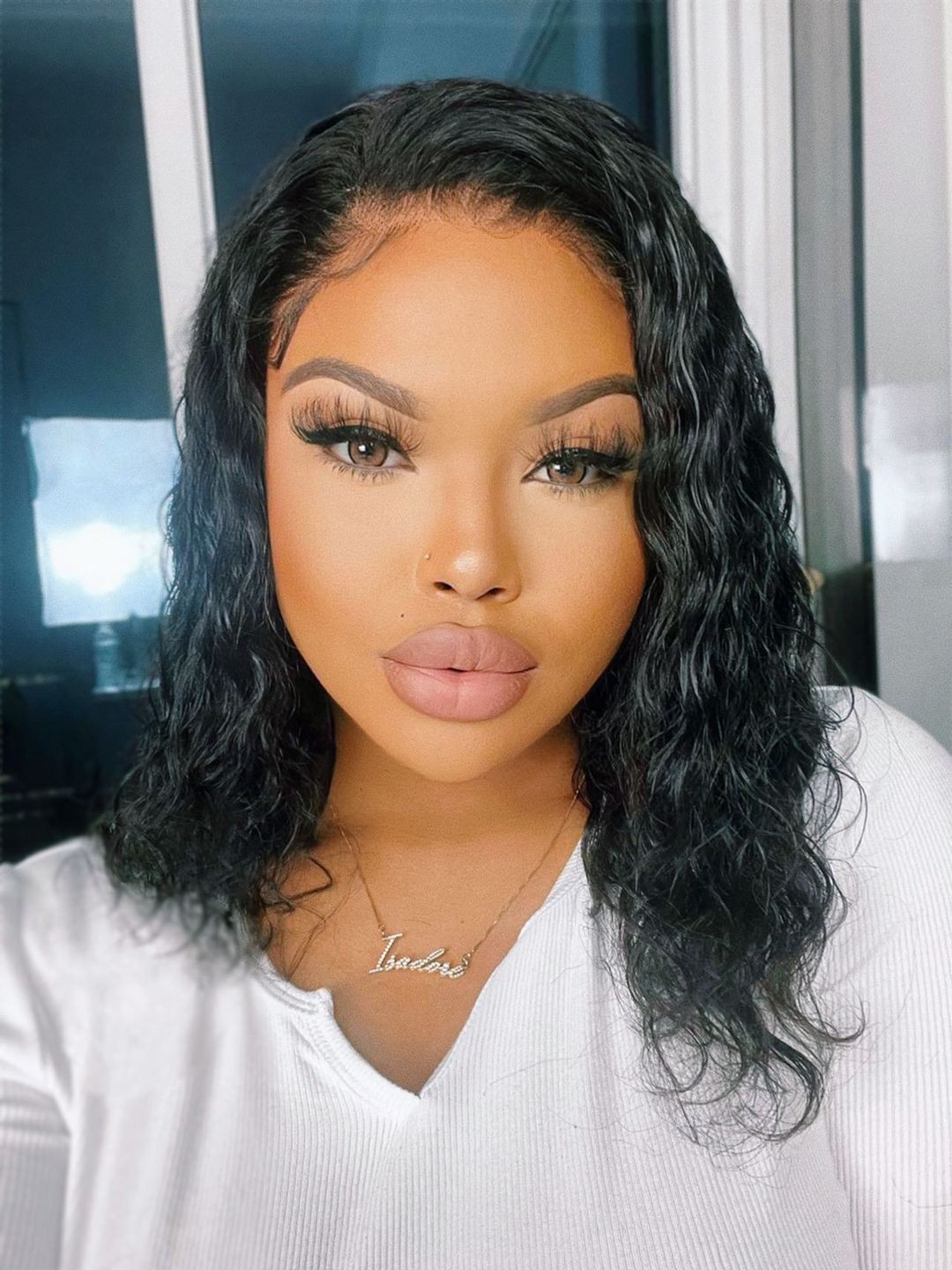 Full Lace DARK BROWN WAVE WIGS REAL Human Hair 130% Density 14 Inch