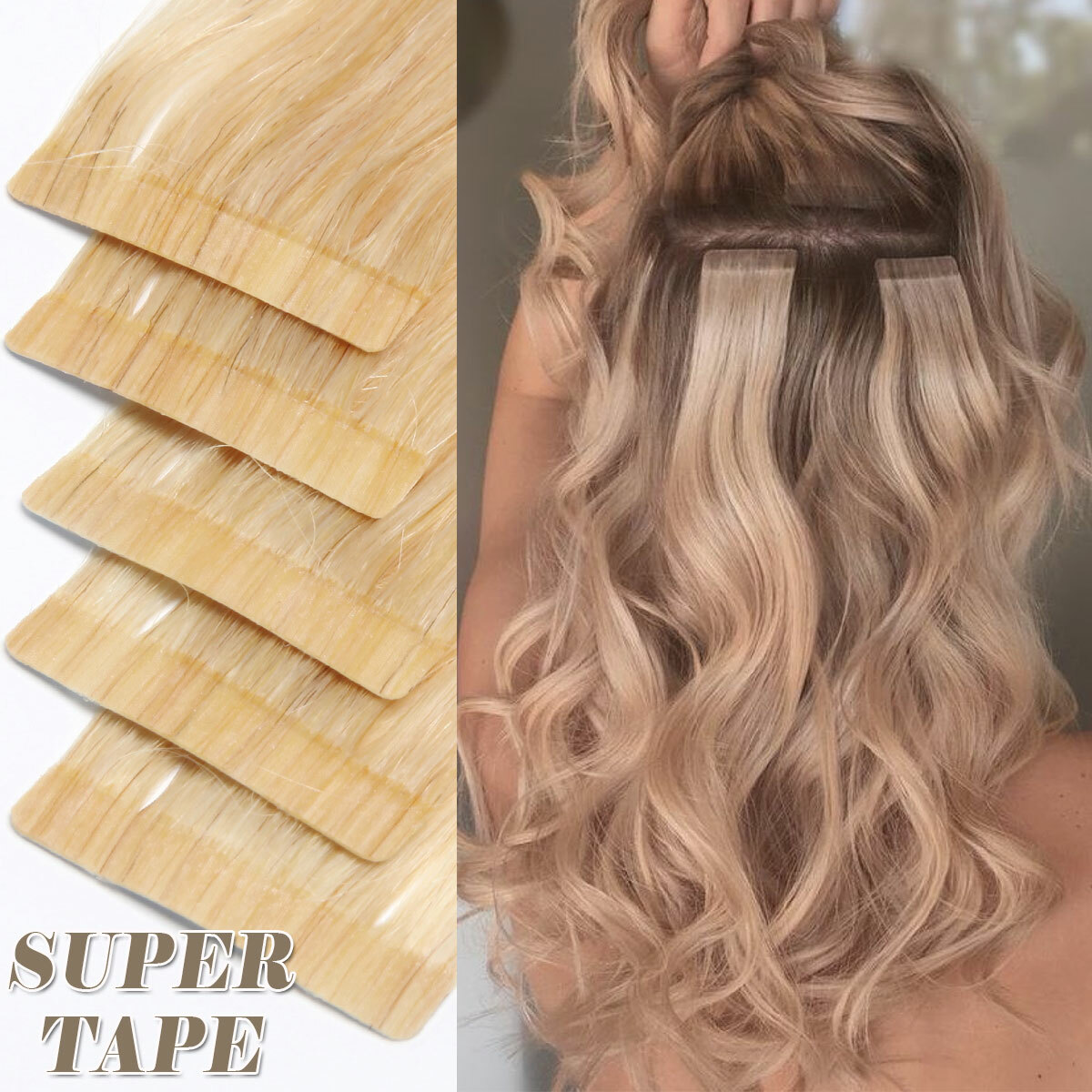 CLEARANCE Tape In Remy Human Hair Extensions Skin Weft Full Head Ombre Invisible