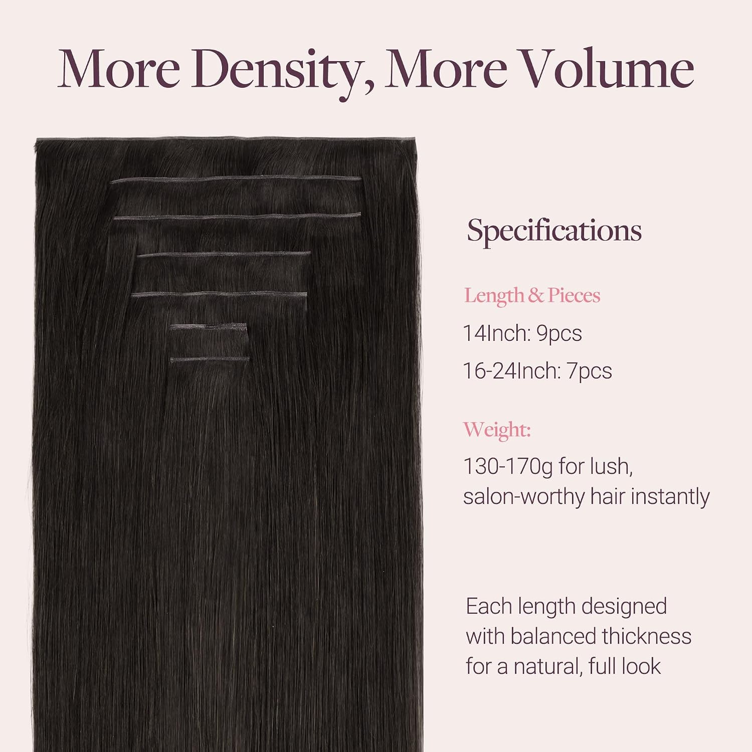 GOO GOO Genius Clip in Hair Extensions, 16inch 140g 7pcs, Seamless PU Clip in Ha