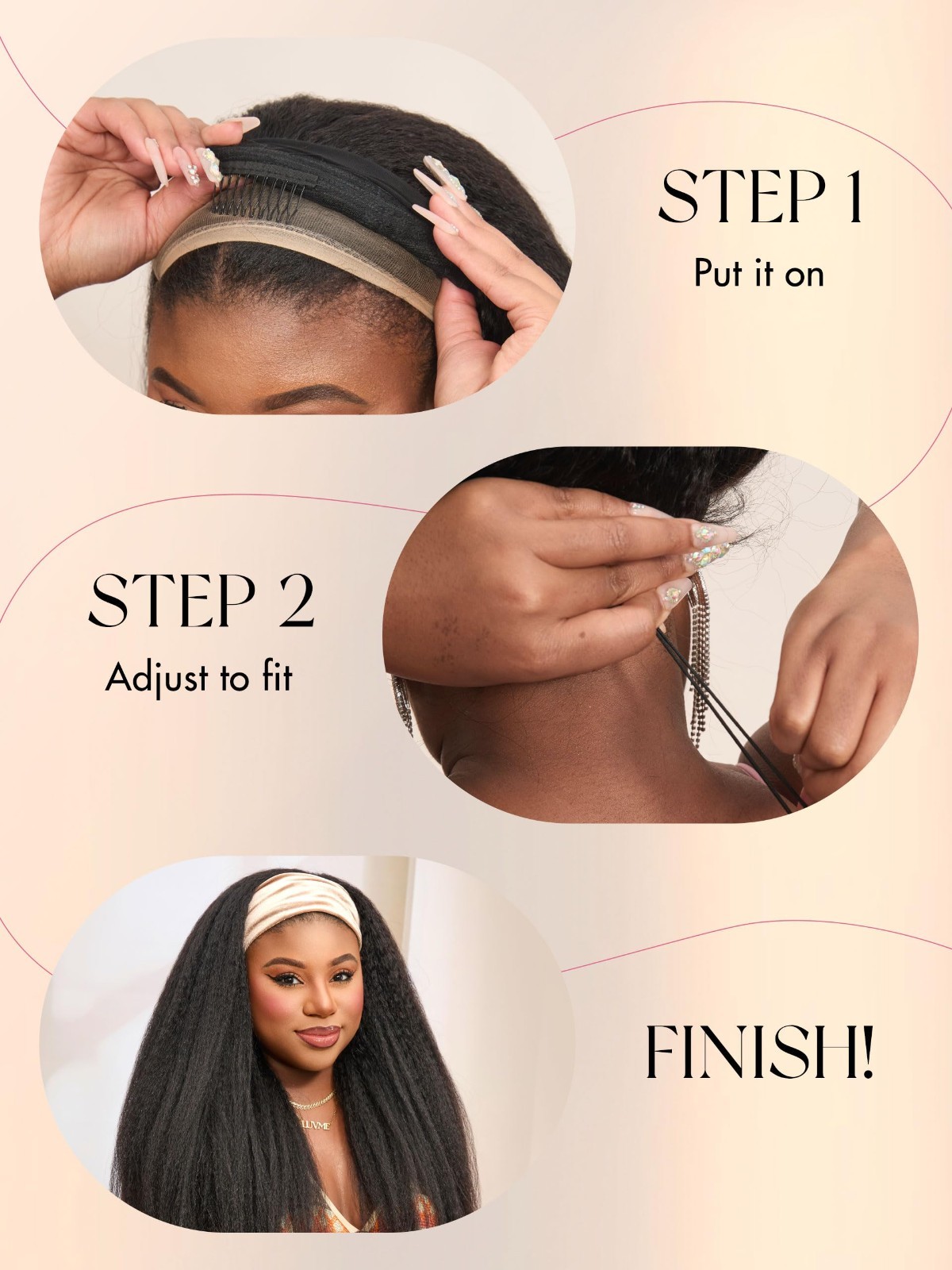 Kinky Straight Headband Wig for Black Women – 24″ Human Hair Half Wig, Glueless,