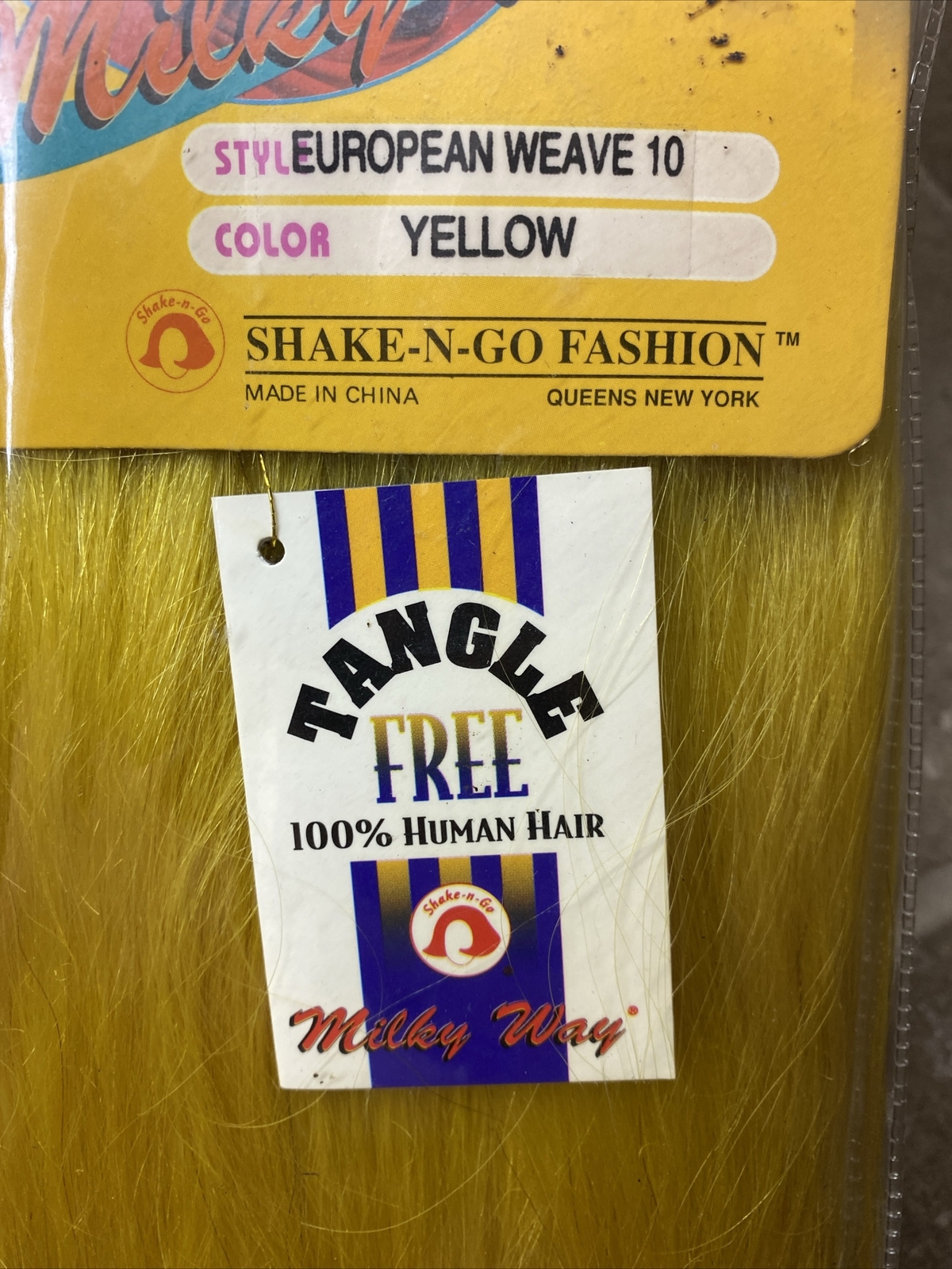 Shake N Go Milkyway 10” Color Yellow 100% Human Hair European WEAVE