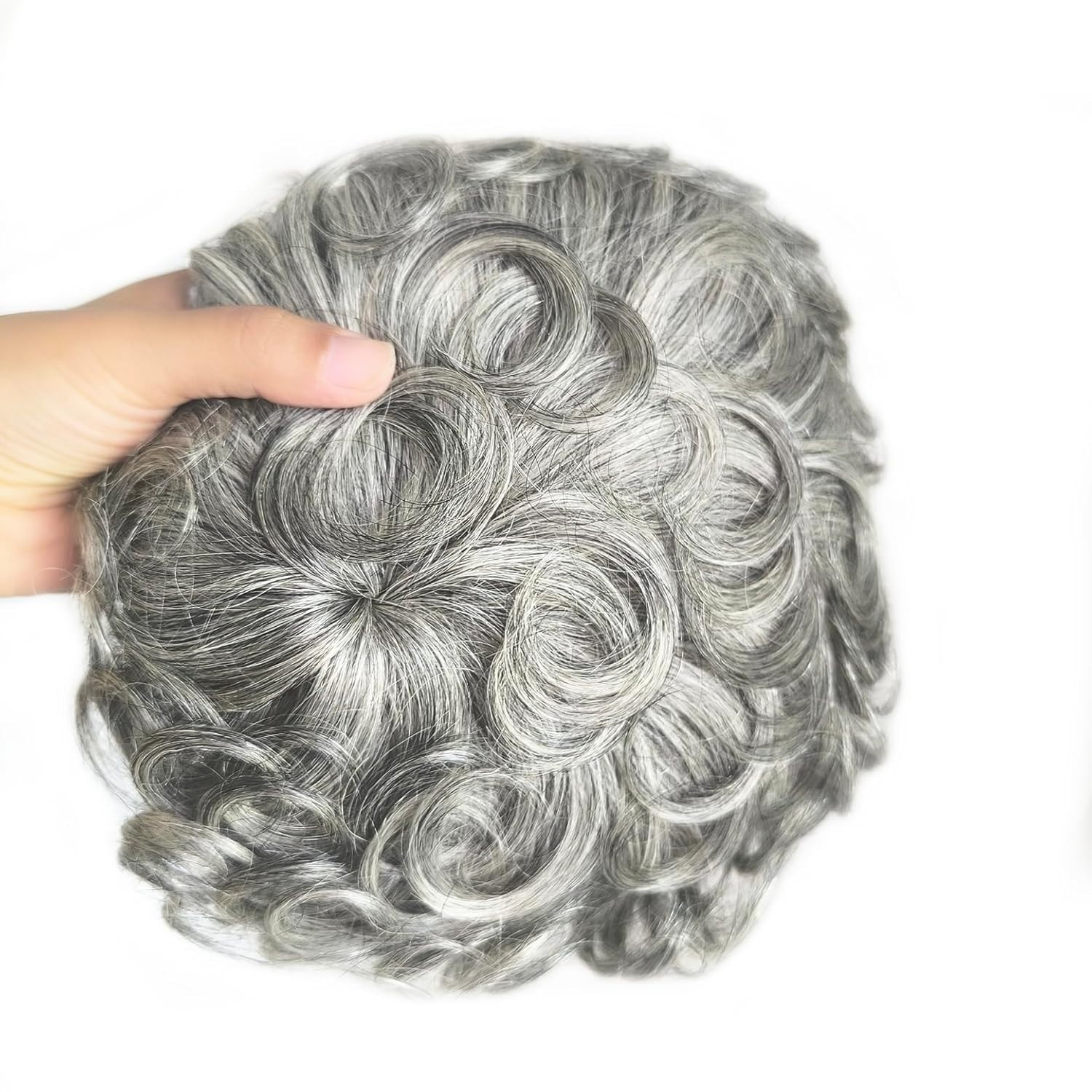 Short Curly Real Human Hair Topper with Front Bangs for Women,Breathable Wiglets