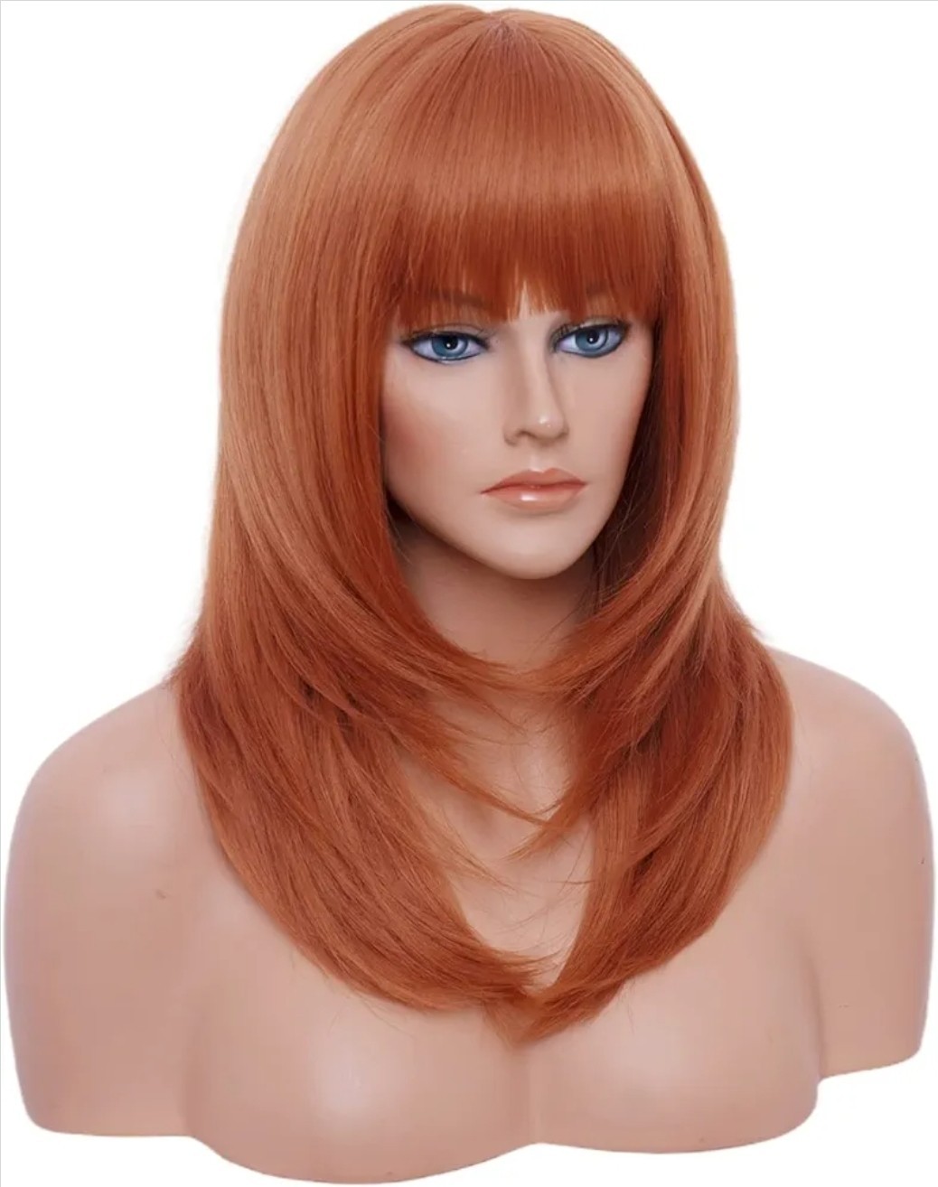 Long Wavy Curly Red Wine Dark Auburn Wig Heat Resistant Human Hair blend
