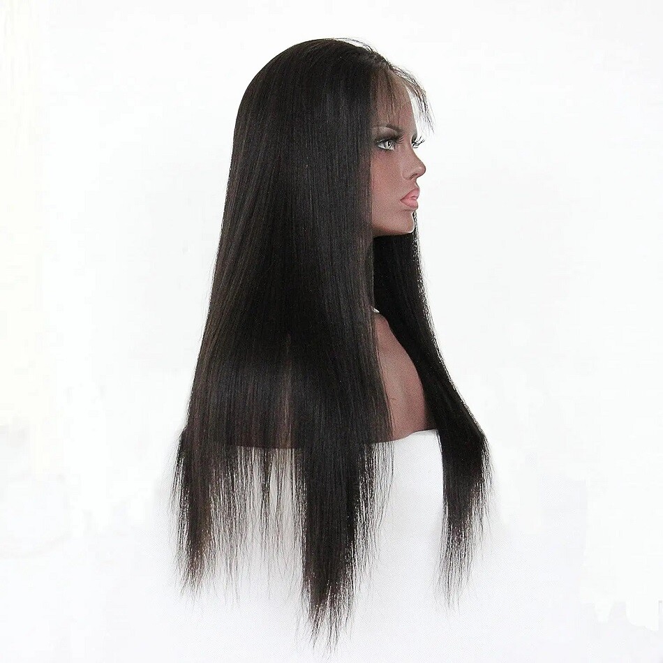 Yaki Straight 5.5×4.5 Silk Base Closure Wig Pre Plucked Baby Hair Human Hair 4×4