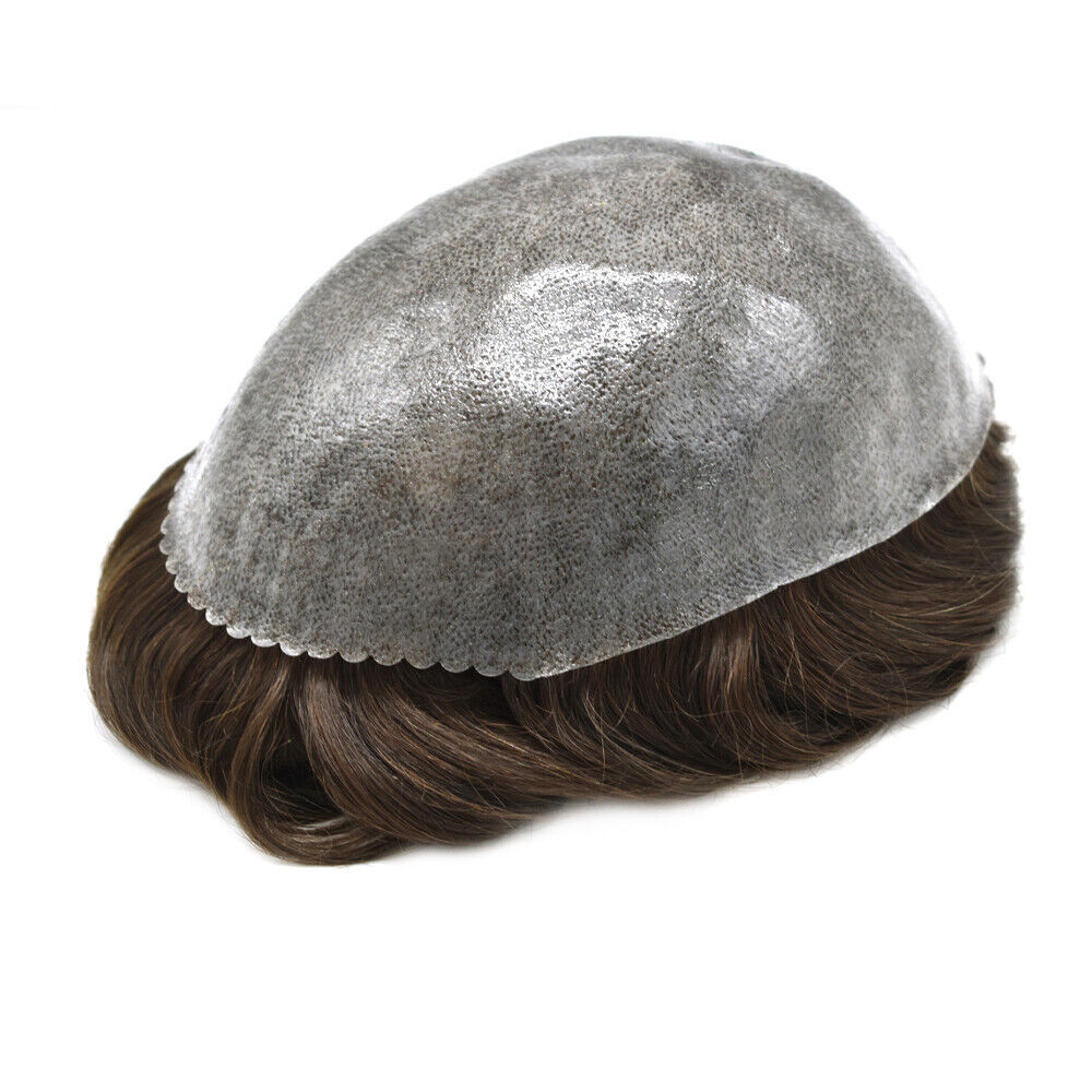 Men Toupee Human Hair piece Durable Thin Skin PU Wig Replacement System PAPY-J
