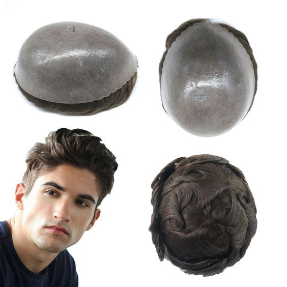 Size 8×10″ Dark Brown Mens Toupee Human Hair With European 100%human Hair Base