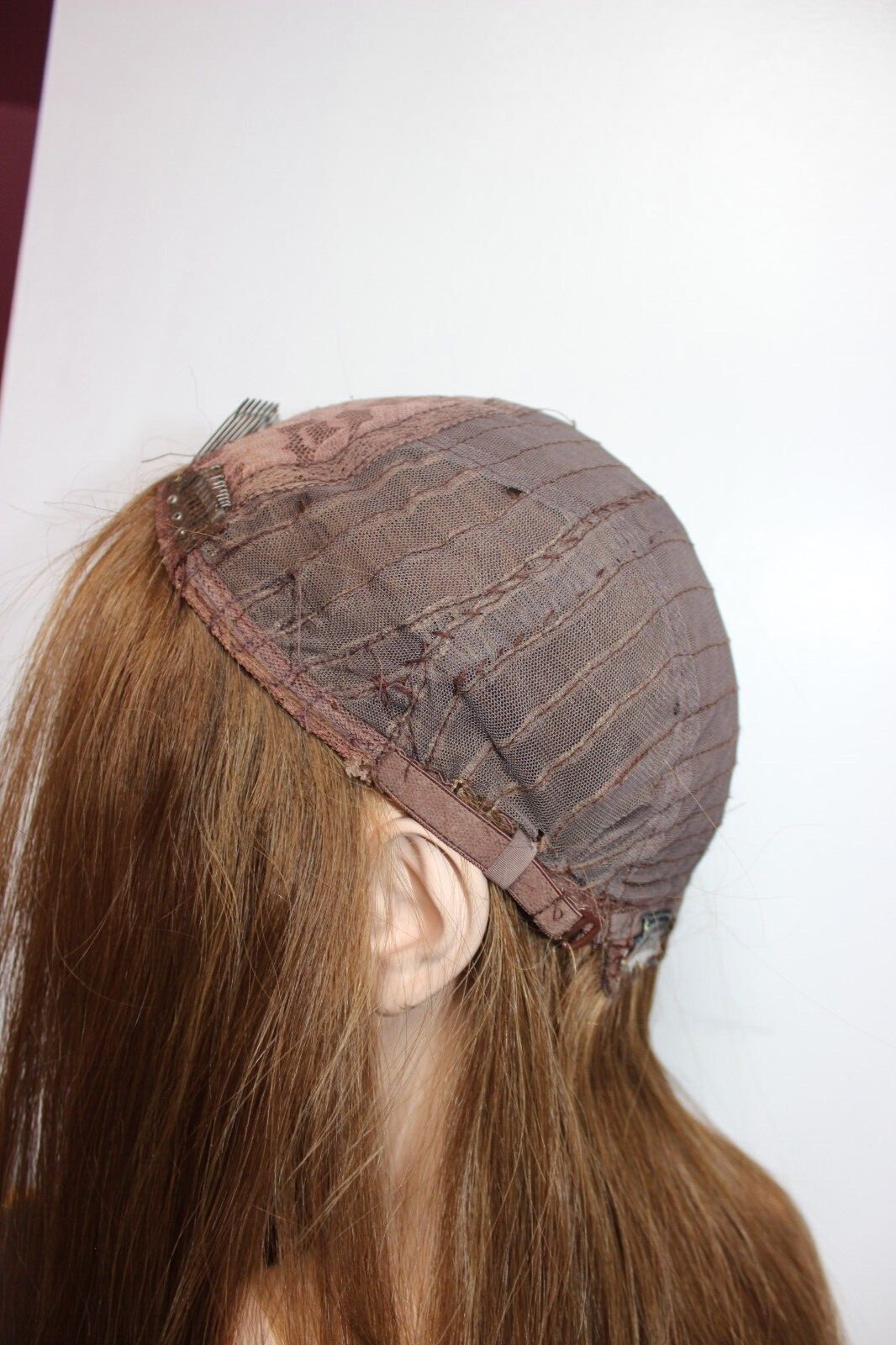 blonde human hair wig fall, sheitel type skin top used wig topper style.