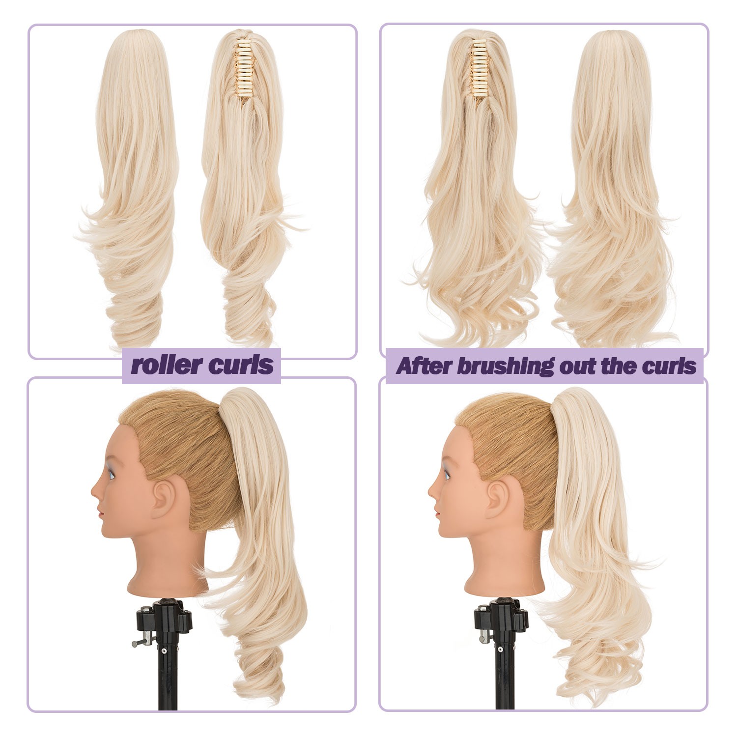 140G Thick Clip In Pony Tail Hair Extensions Claw/Jaw Clip On Ponytail As Human