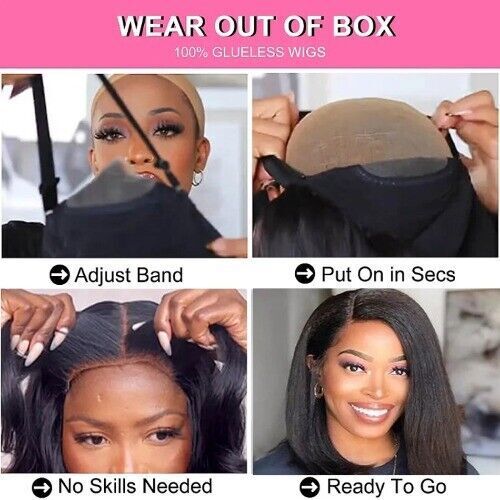 Glueless Kinky Straight 13×4 Lace Front Wig BOB 4×4 Closure Wig Pre Plucked