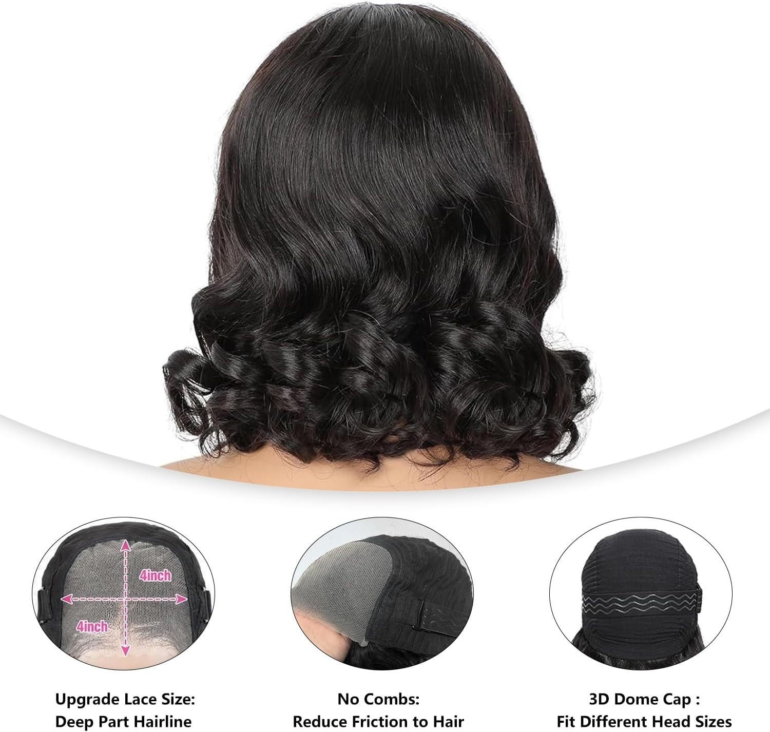 Wear and Go Glueless Wig Body Wave Bob Wig Human Hair Pre Cut 4×4 Lace Front wig
