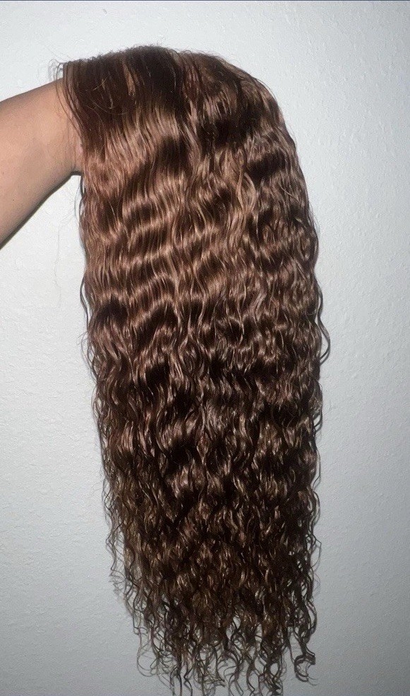 22″ 100% Brazilian Auburn /Honey brown 4×4 Closure Wig As seen On Photo
