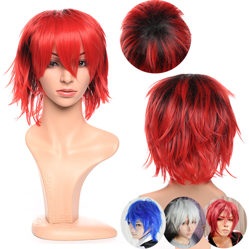 Multi Color Short Straight Hair Wig Anime Party Cosplay Full Hot sell Wigs Orang