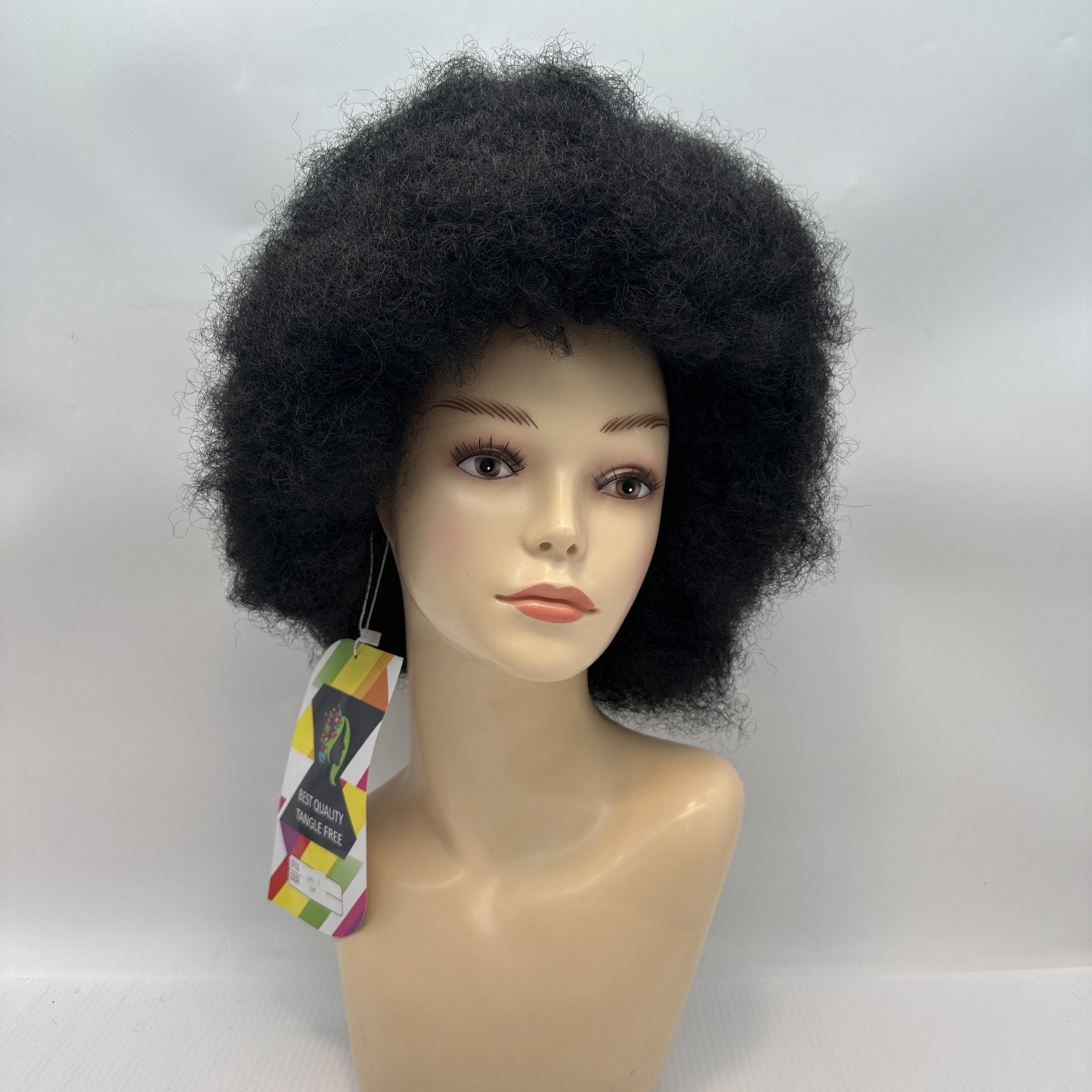 12″ Black Afro/kinky/curly Wig New With Tags, Synthetic, Wig Cap Included {22}