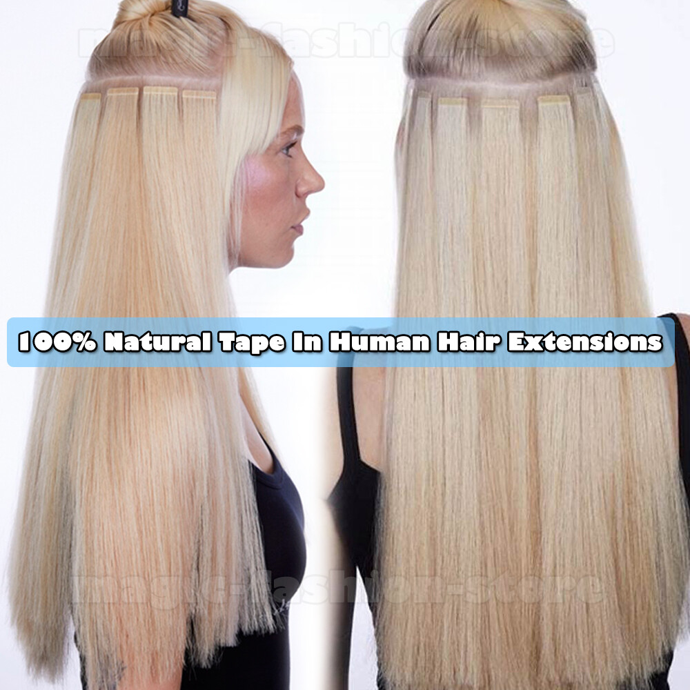 CLEARANCE 60Pcs Tape In Remy Human Hair Extensions Fusion Glue Weft Thick 150Gr