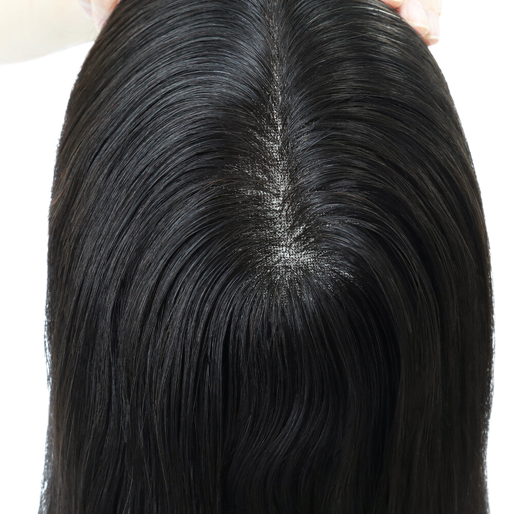 Women Toppers Top Pieces Hair Replacement Remy Hair 16” Long Human Hair Q6L 7X9