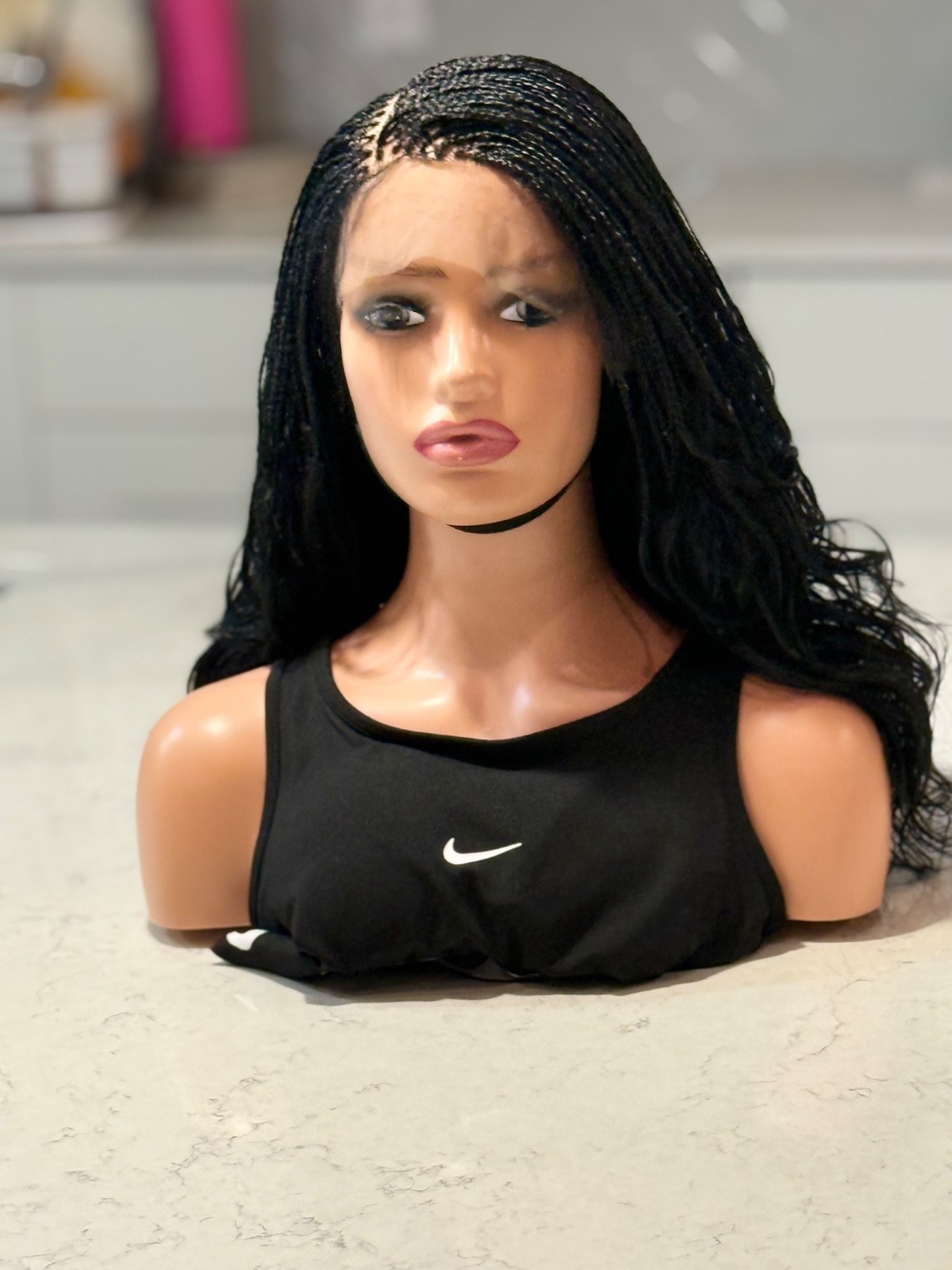 Braided French curls wig. Three tone wavy wig. Made on a full lace wig. 18”long.