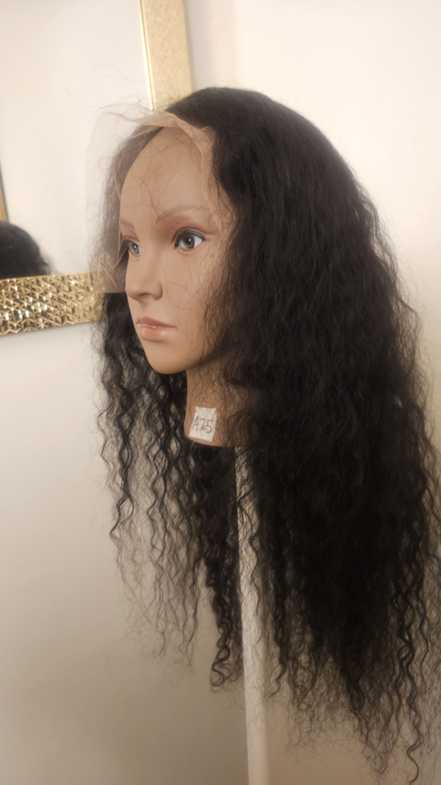 High-Quality Regular Top 24″ natural black 150% Virgin Human Hair Lace Wig