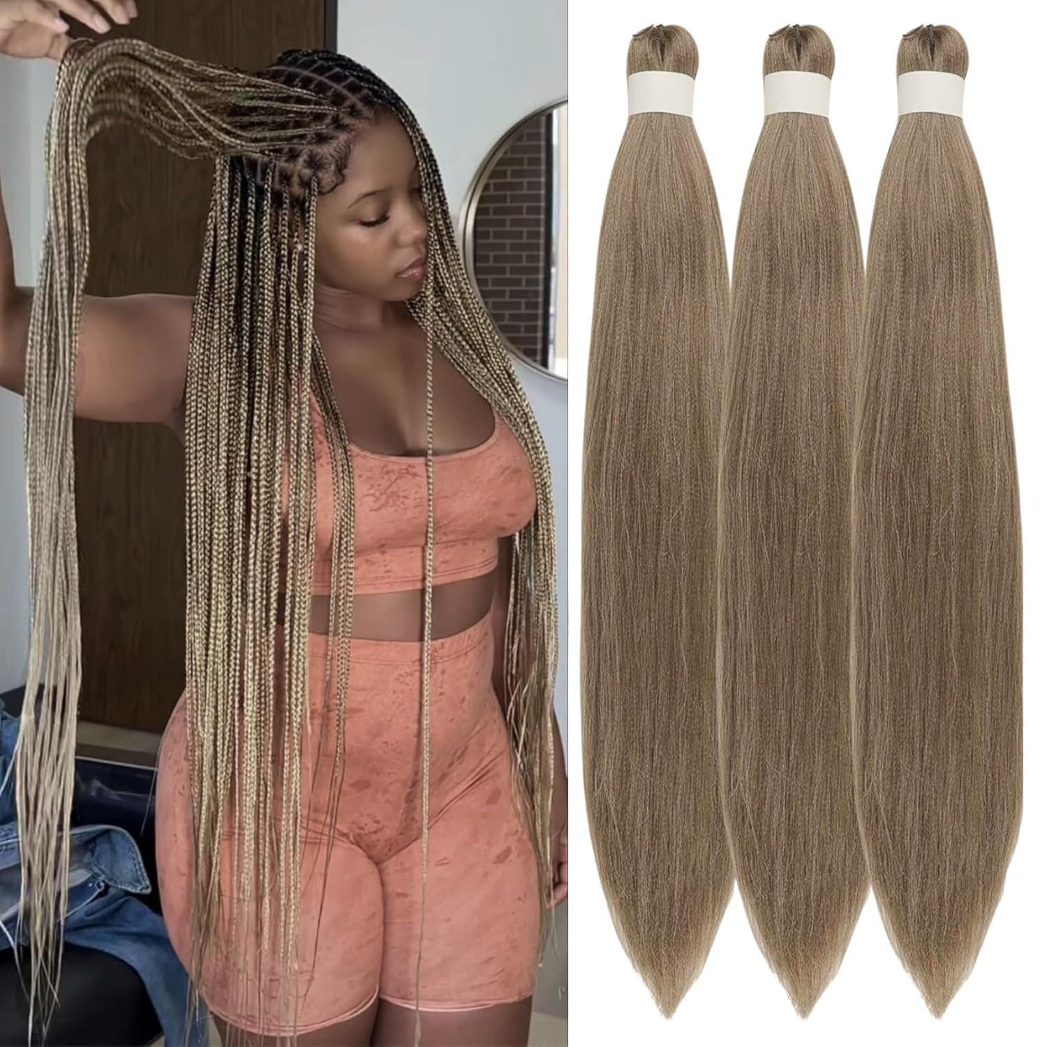 Brown Ash Braiding Hair Pre Stretched Ez Braid Braiding Hair for Braids