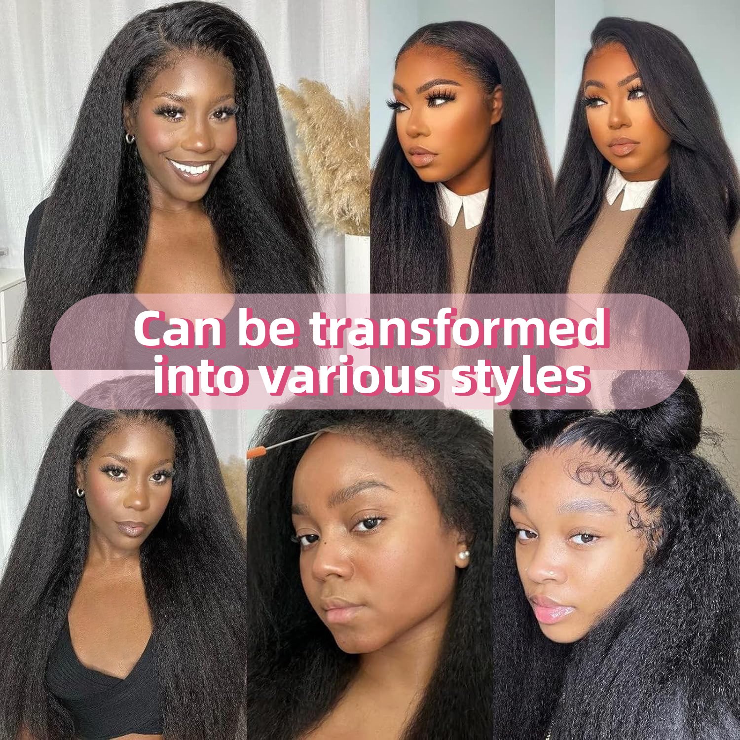 13×6 Natural Color Kinky Straigh Transparent Lace Human Hair