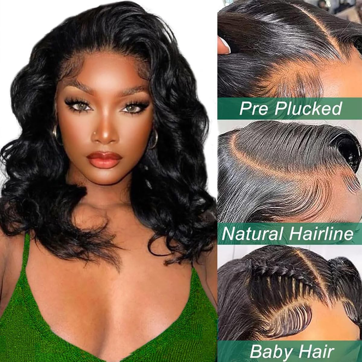 Afribye Body Wave 13X6 Hd Lace Front Wigs Human Hair 200 Density Bob Wig Human