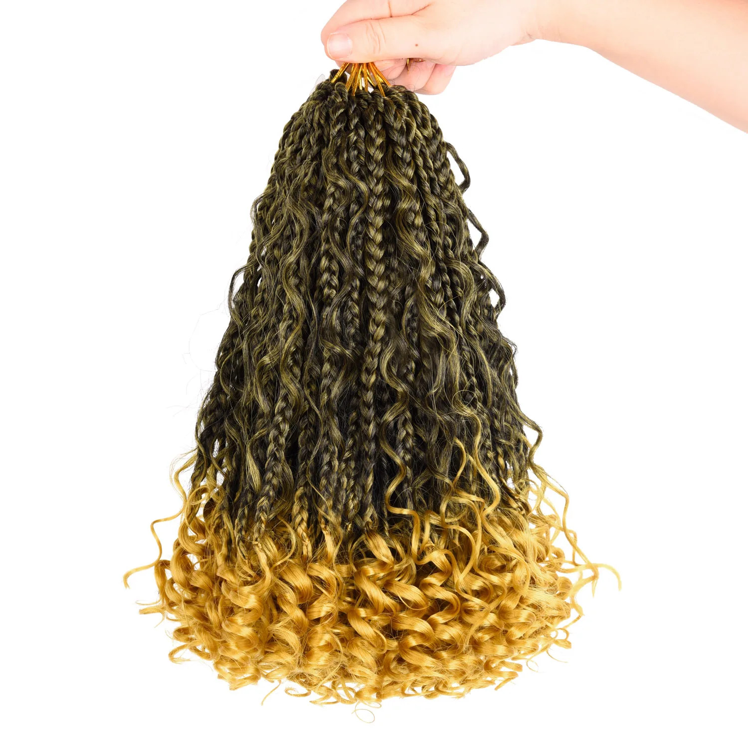 Synthetic Boho Goddess Box Braids Crochet Hair With Curl Ends Hair Extensions