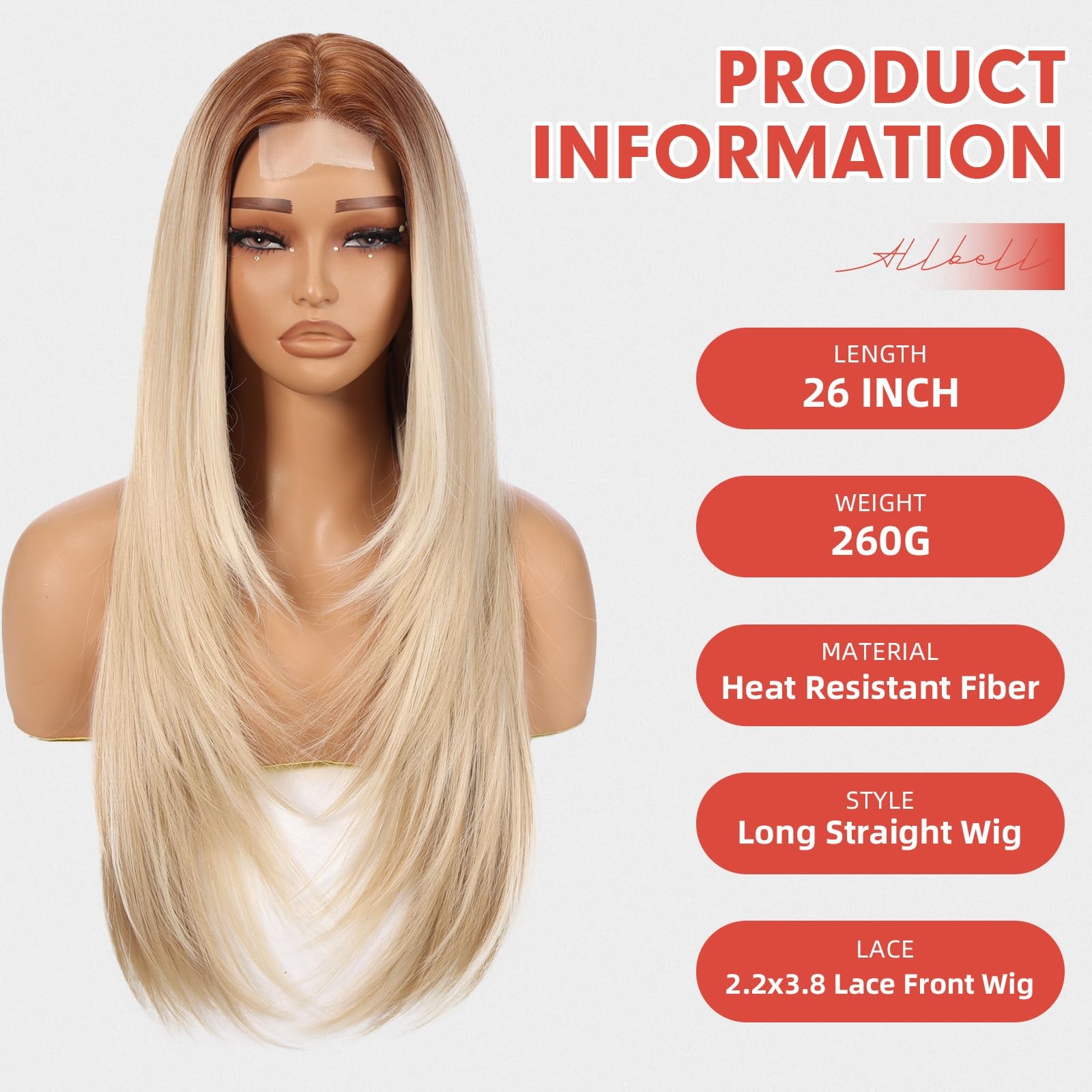 Highlight Blonde Lace Front Wigs For Women lace Hairline Long Straight Layere…