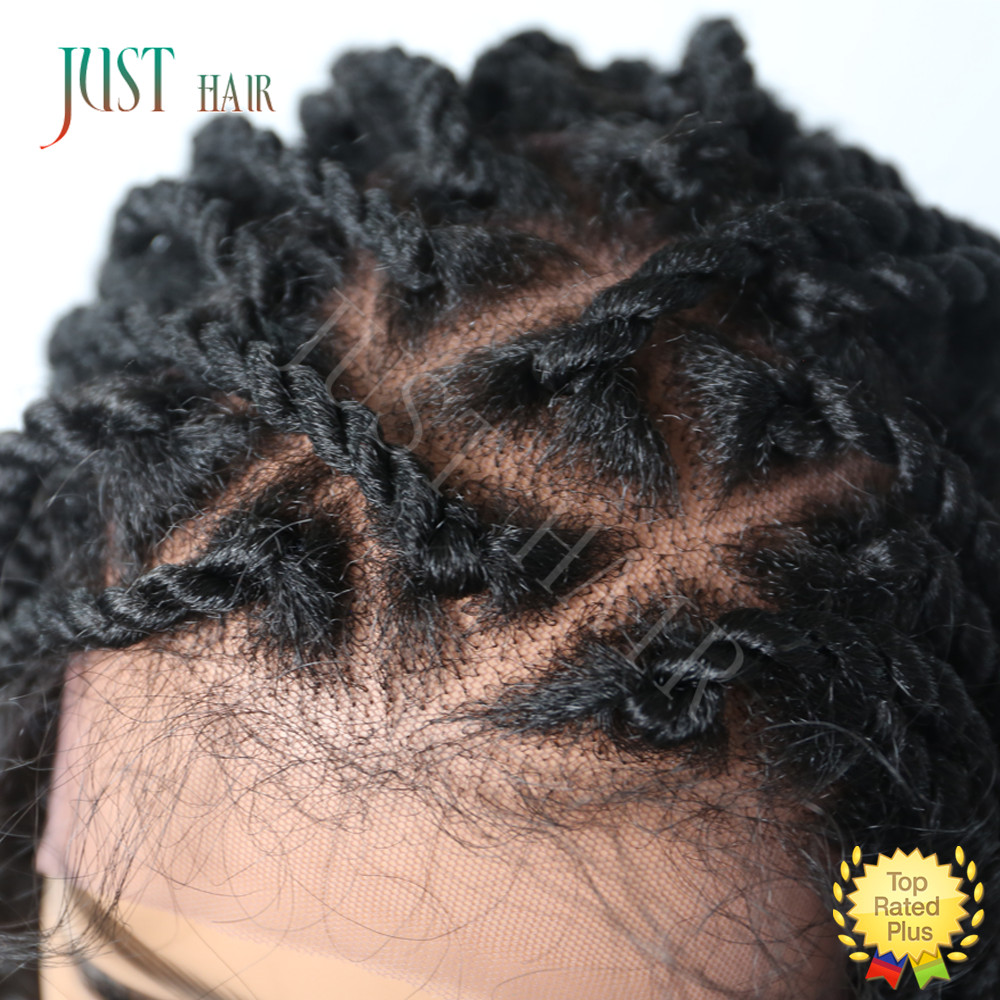 Black Braided Lace Box Braids Wig Synthetic Twist Cornrow Baby Hair for Women US