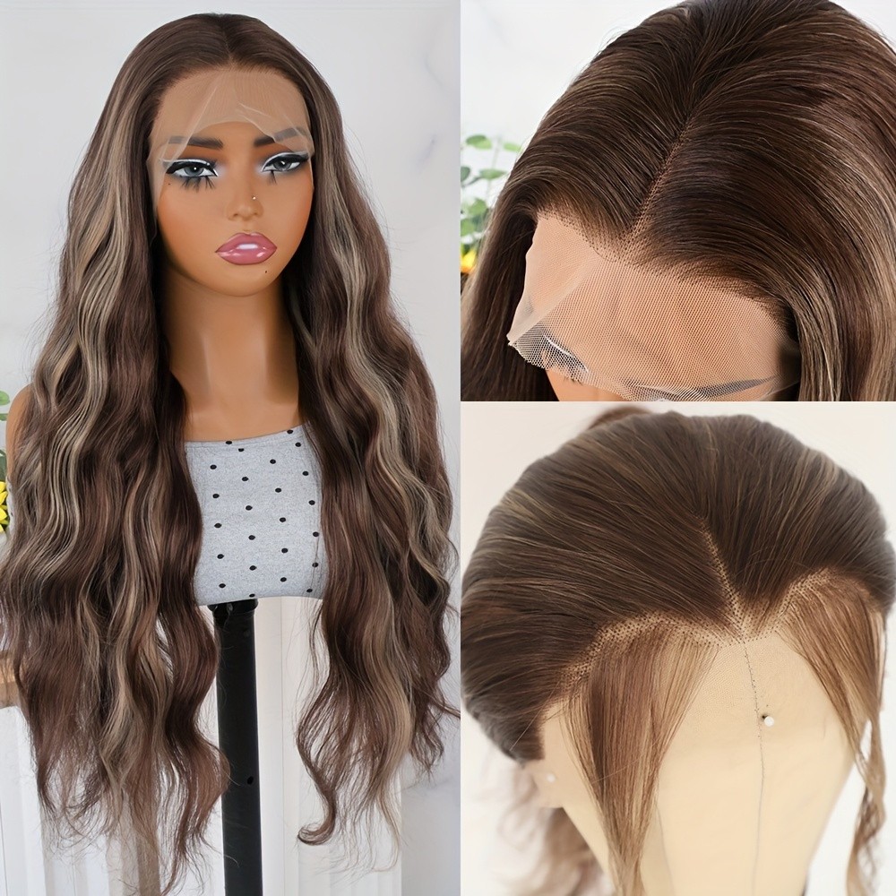 Brown Blonde Ombre Mixed Color Curly Wave Lace Front Wigs Women’s Natural Hair