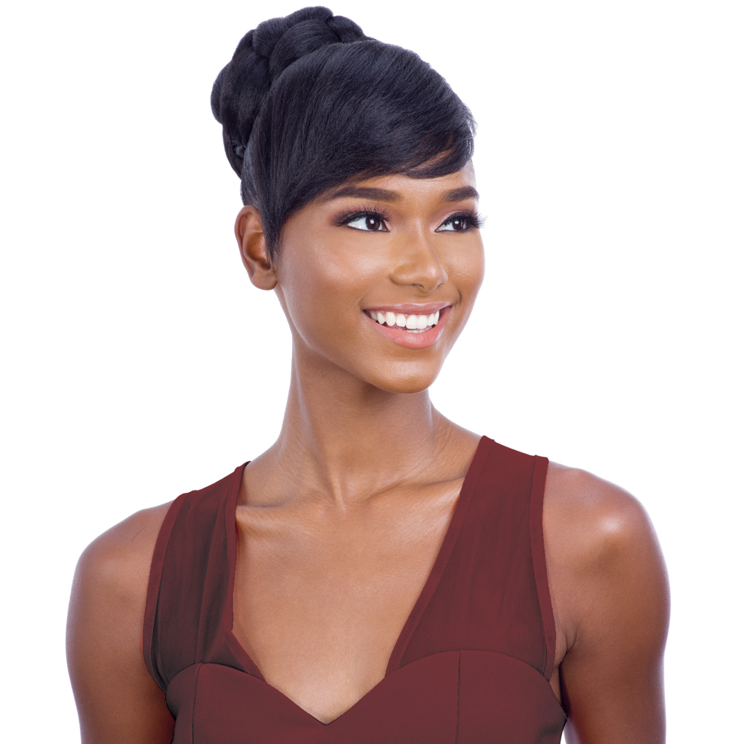 FANCY BUN BANG – FREETRESS EQUAL SYNTHETIC BUN & SWOOP SIDE BANG
