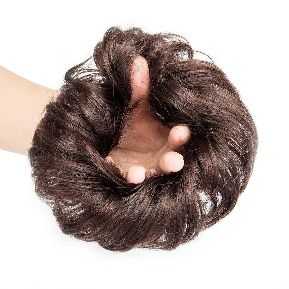 US Wavy Curly Messy Bun Chignon Donut Tweezer Thick Wrap Hair Piece Scrunchie YJ