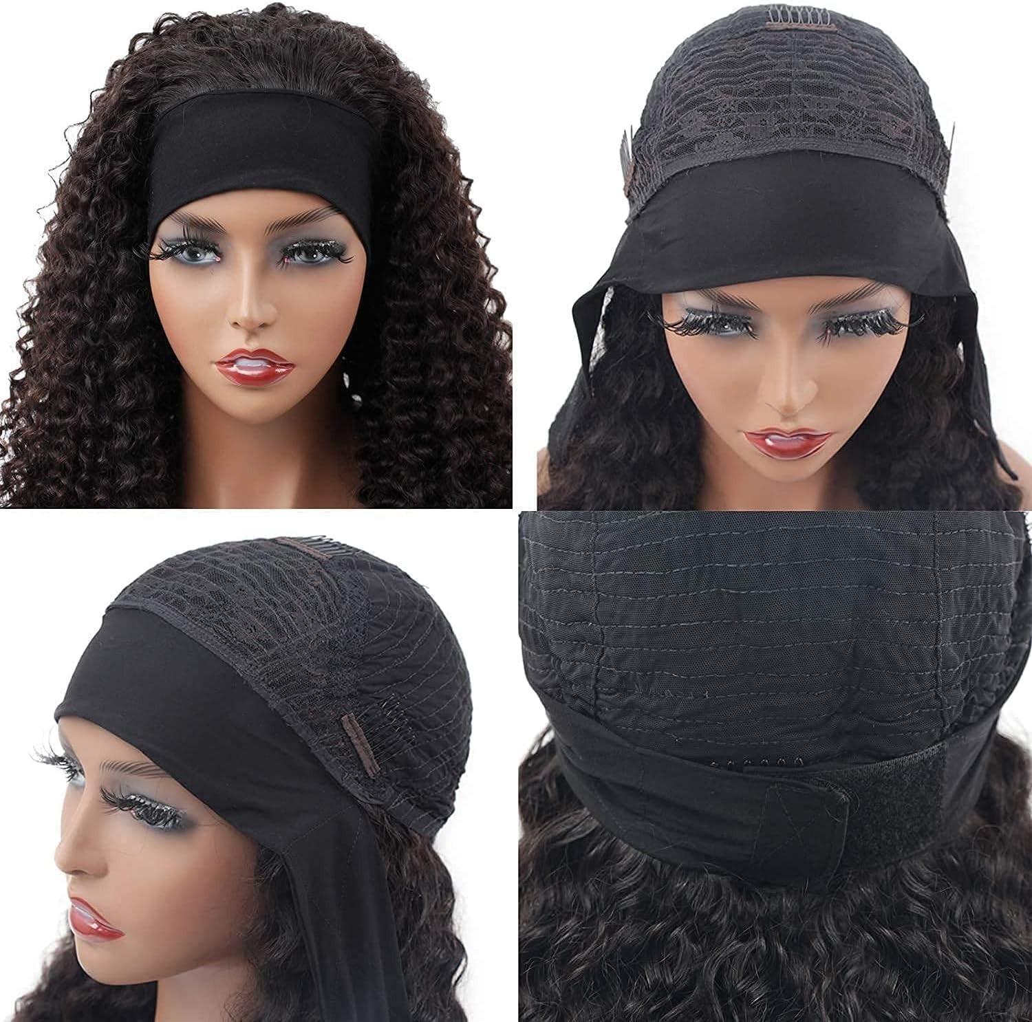 Luxurious 16 Inch Deep Wave Human Hair Headband Wig – Lightweight & Easy to Wear