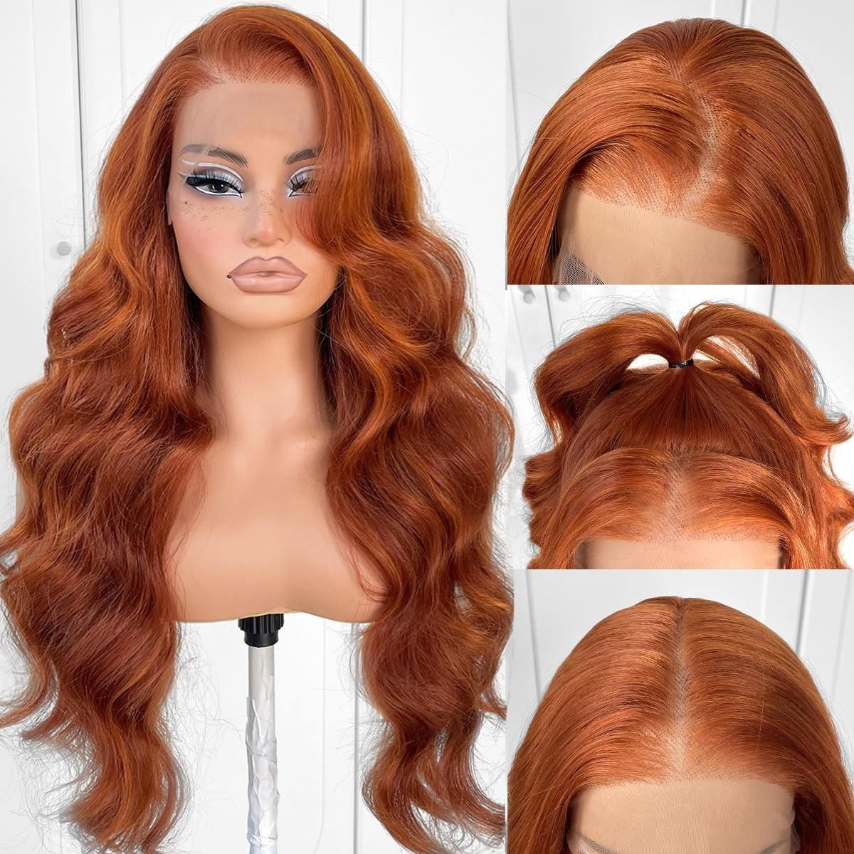 LACE FRONT WIG HUMAN HAIR BLENDED BODYWAVE GINGER