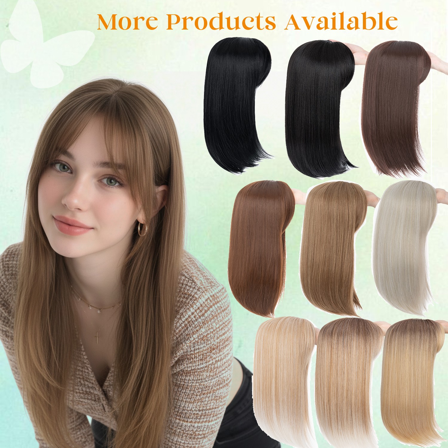 Clip In Topper Women Real As Human Hairpiece Synthetic Hair Topper Top Toupee US