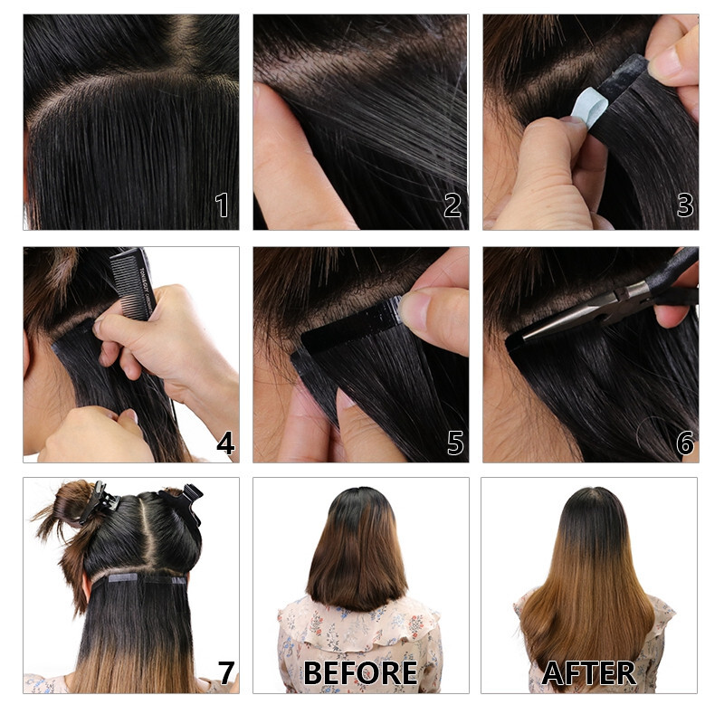 Tape In Hair Extensions Real Invisible Human Hair Skin Wefts Highlight Blonde26″