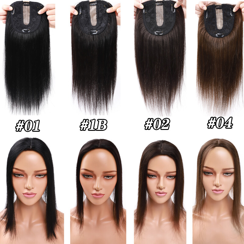 AAA 100% Virgin Remy Human Hair Silk Base Women Topper Hairpiece Toupee Wigs 8″
